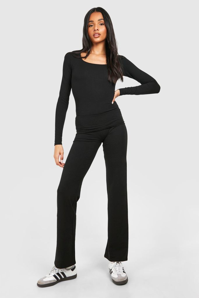 Womens Tall Premium Super Soft Folded Waist Straight Leg Trouser - Black - 8, Black