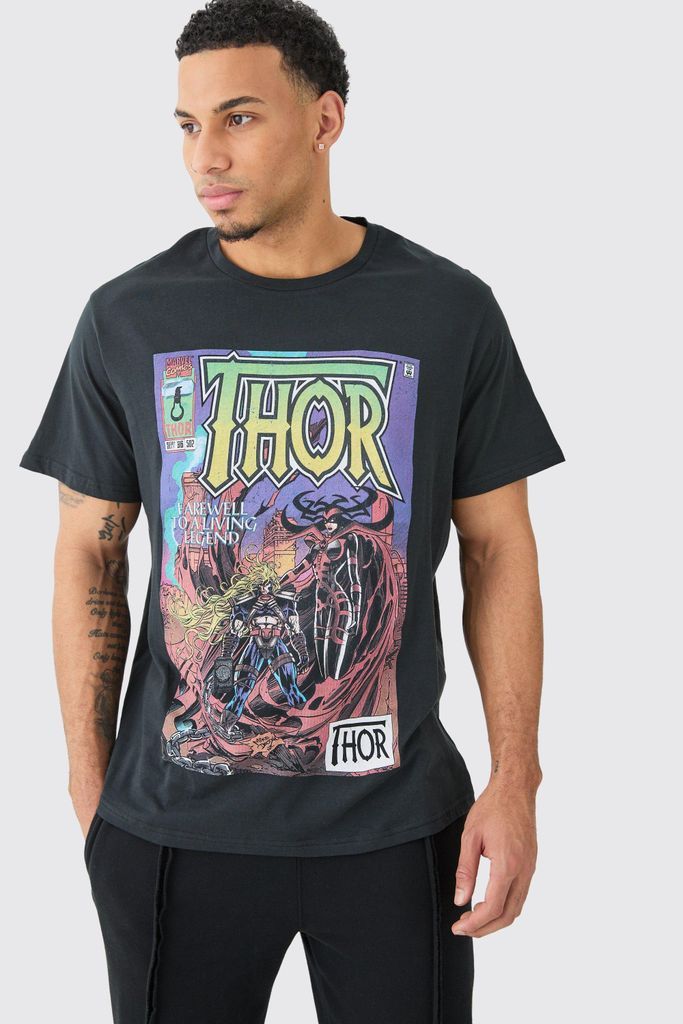 Men's Oversized Thor Comic License T-Shirt - Black - S, Black