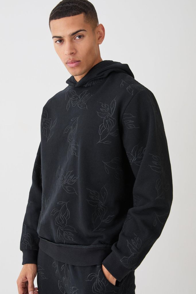 Men's Regular Fit Embroidered Hoodie - Black - S, Black