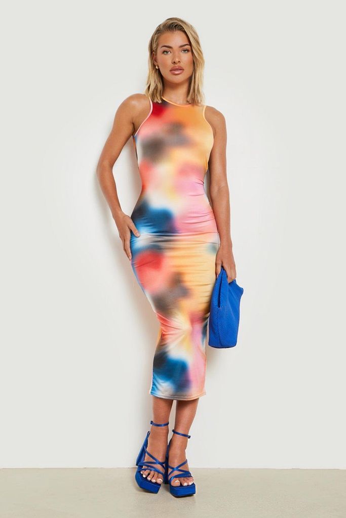 Womens Ombre Slinky Racer Maxi Dress - Multi - 10, Multi