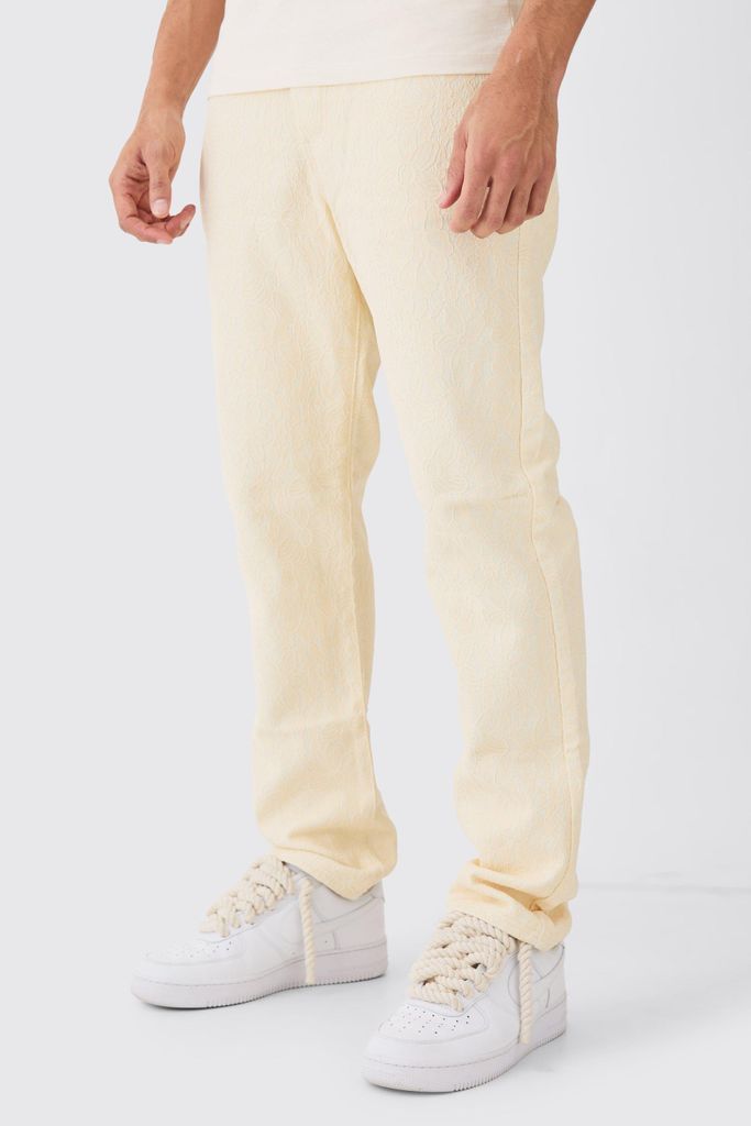 Men's Straight Rigid Lace Overlay Jean - Cream - 28R, Cream