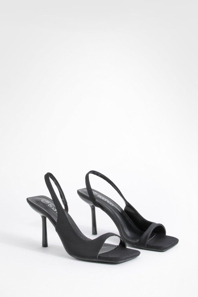 Womens Square Toe Slingback Heels - Black - 3, Black