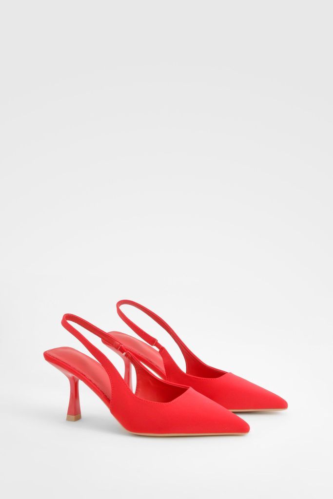 Womens Pointed Mid Heel Courts - Red - 3, Red