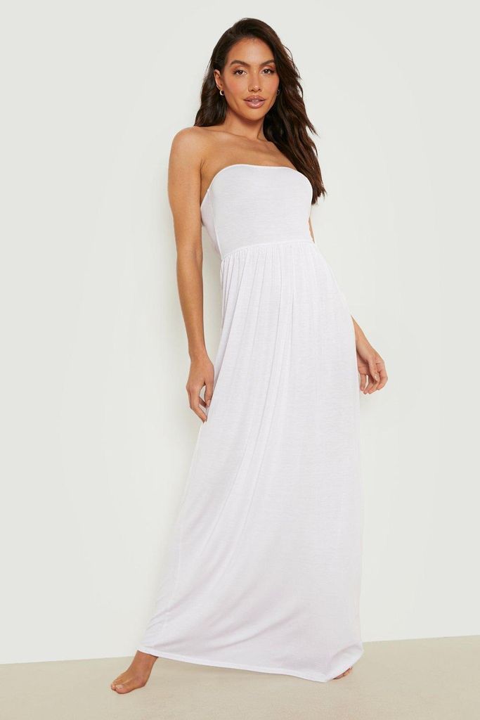 Womens Bandeau Maxi Beach Dress - White - S, White