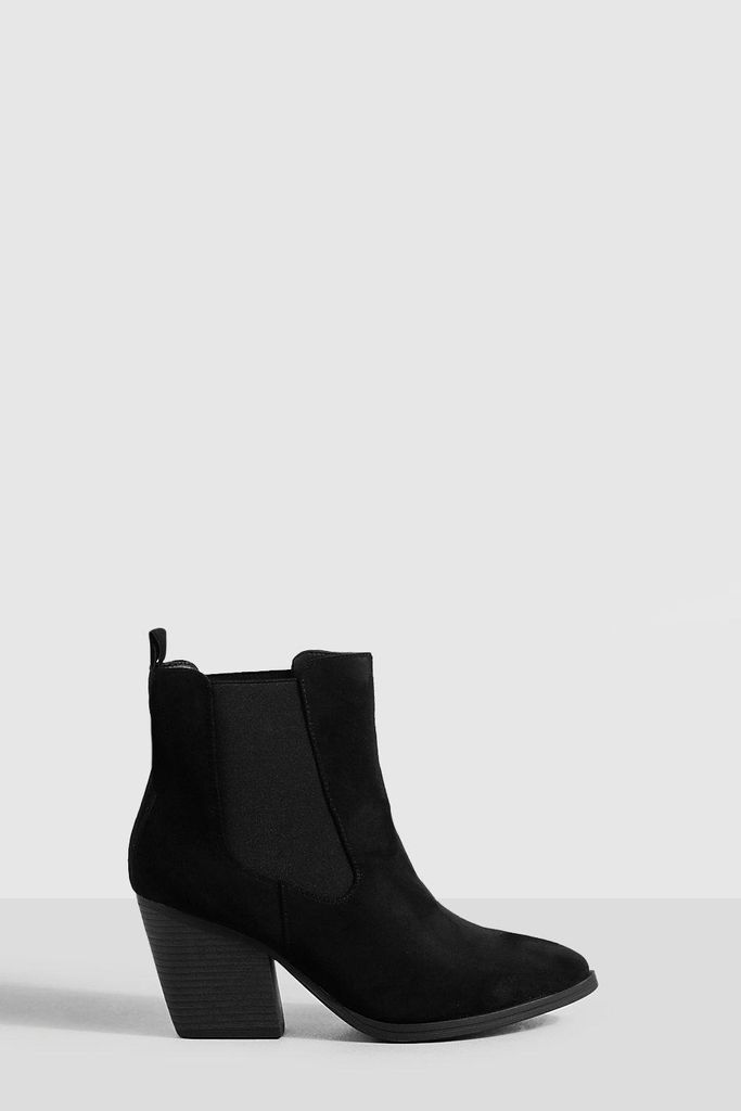 Womens Chelsea Detail Casual Ankle Cowboy Boots - Black - 8, Black