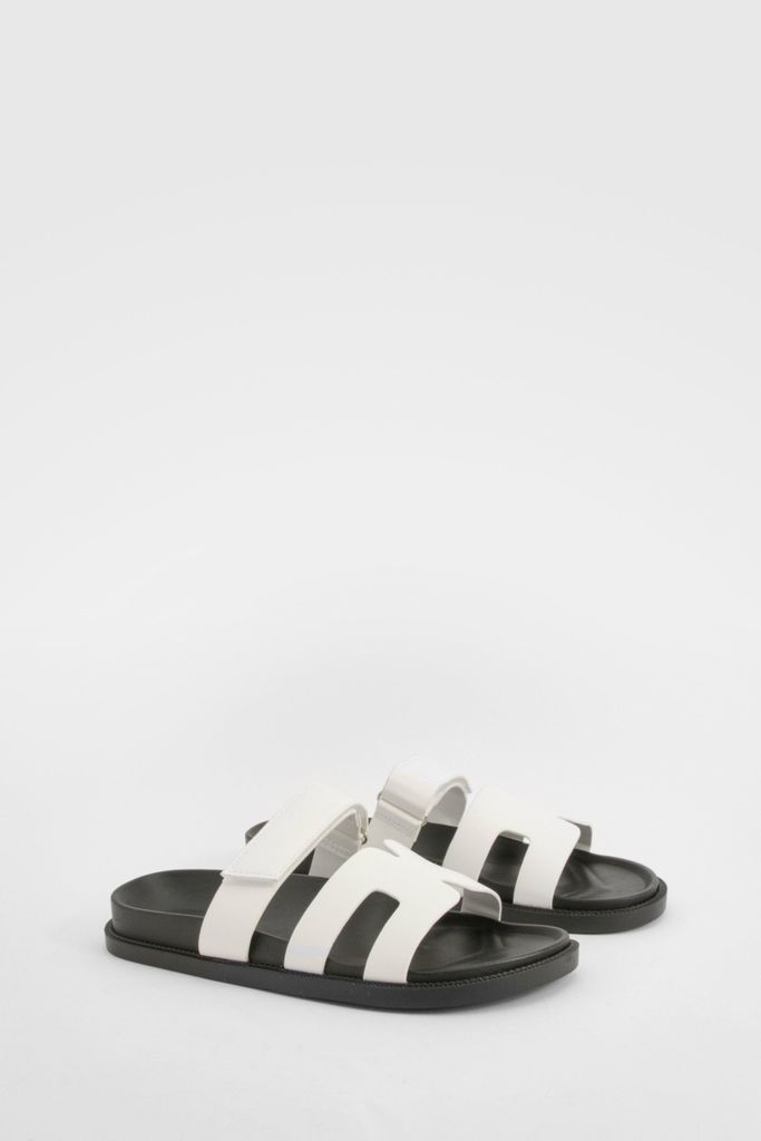 Womens Cut Out Detail Sliders - White - 3, White