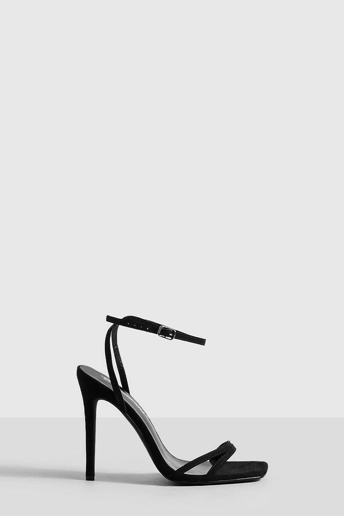 Womens Double Strap Barely There Stiletto Heels - Black - 4, Black