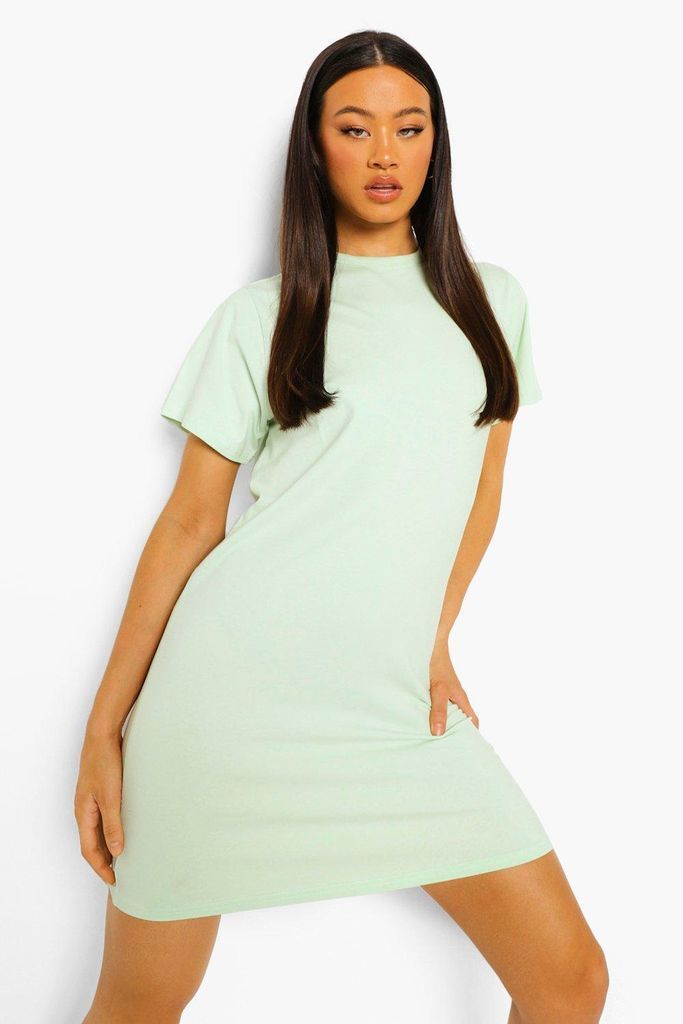 Womens Basic Short Sleeve Mini Dress - Green - 8, Green