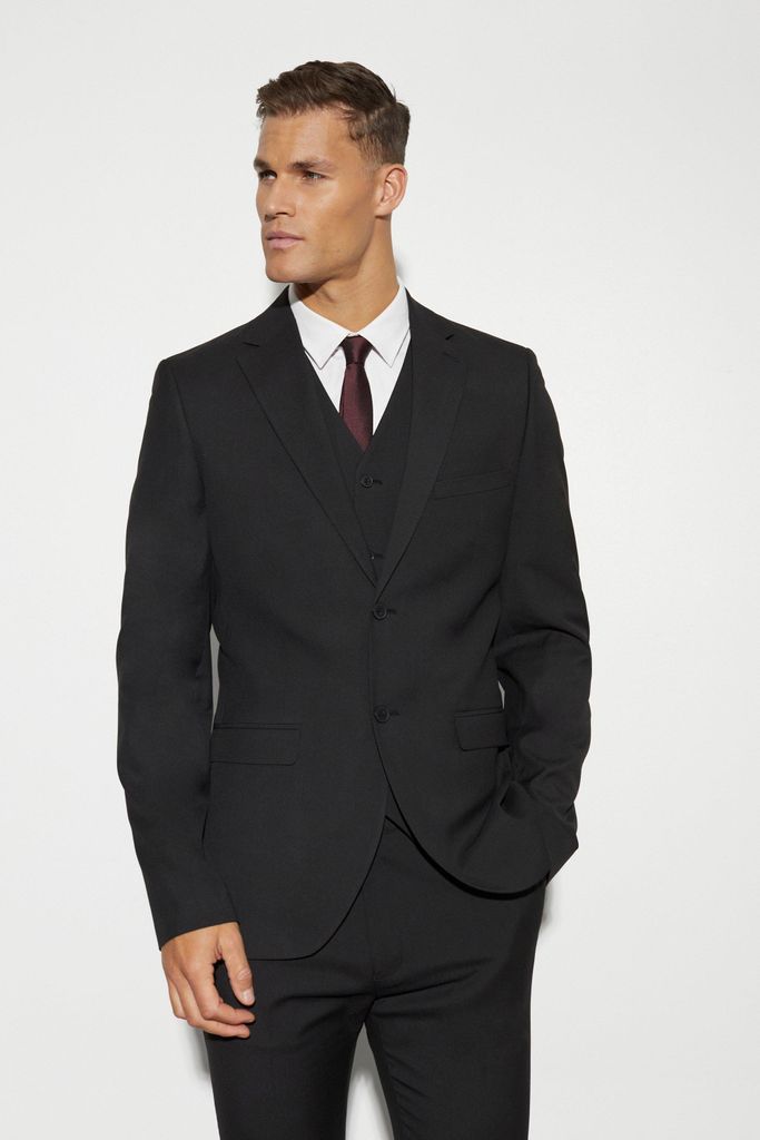 Men's Tall Slim Single Breasted Suit Jacket - Black - 40, Black