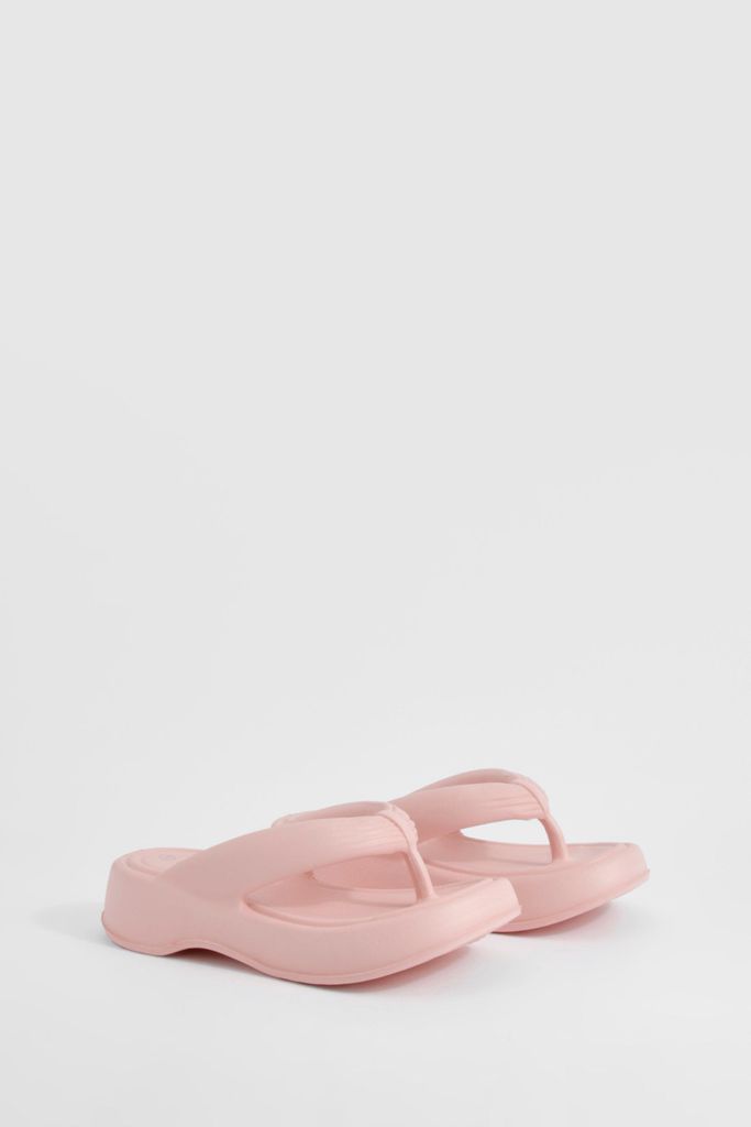 Womens Chunky Platform Square Toe Flip Flops - Pink - 7-8, Pink