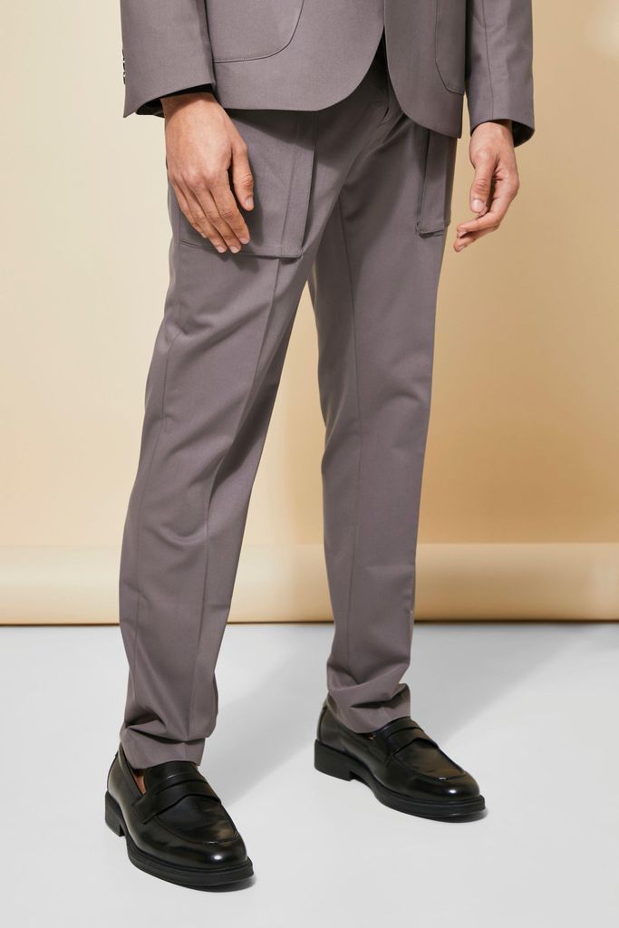 Men's Slim Patch Pocket Suit Trousers - Beige - 30, Beige