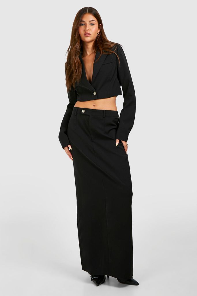 Womens Column Split Back Maxi Skirt - Black - 6, Black
