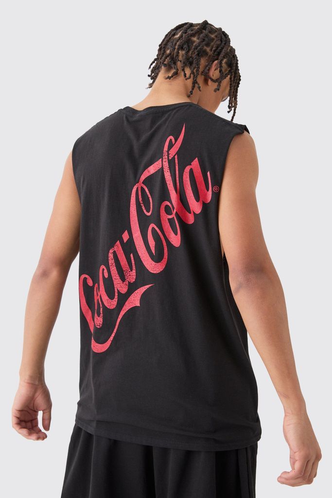 Men's Oversized Coca Cola License Vest - Black - S, Black