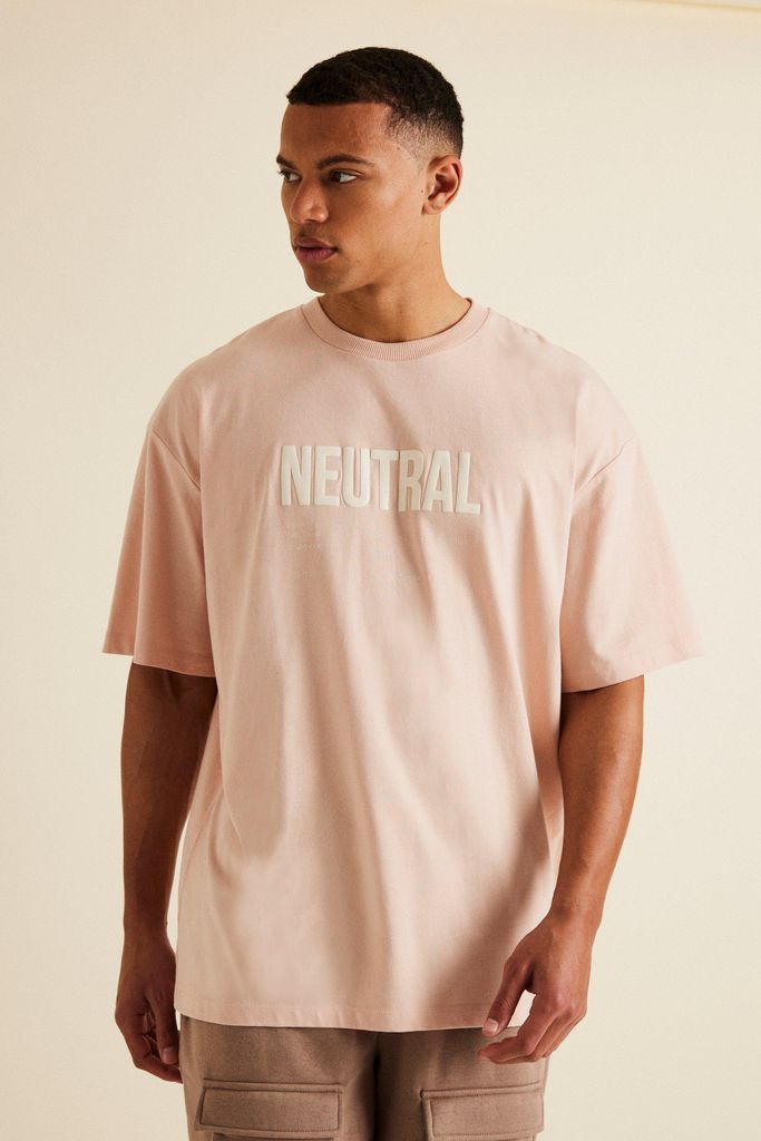 Men's Tall Oversized Gloss Neutral Printed T-Shirt - Pink - Xs, Pink