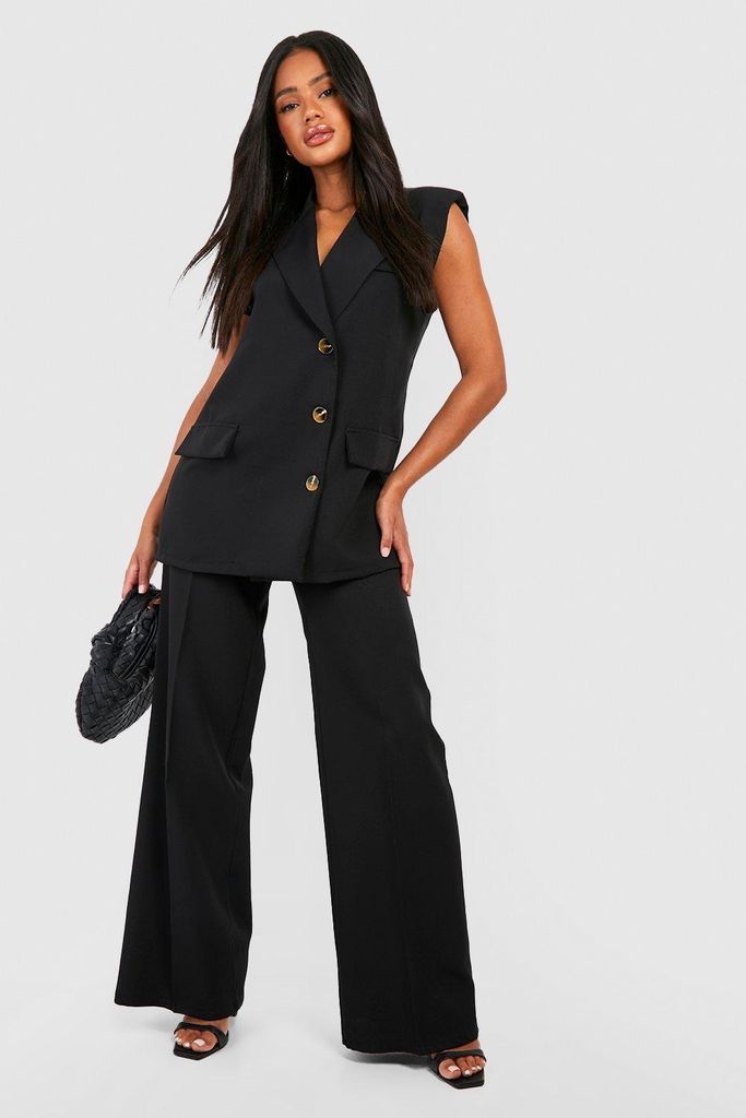 Womens Relaxed Fit Wide Leg Tailored Trousers - Black - 10, Black