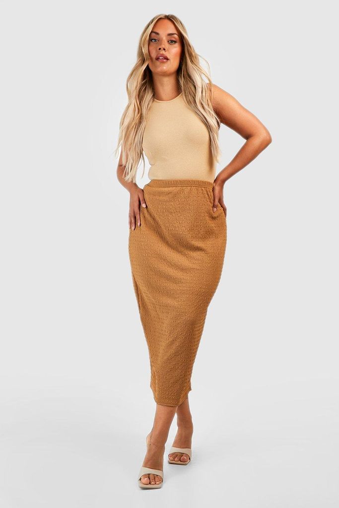 Womens Plus Crinkle Textured Midaxi Skirt - Beige - 26, Beige