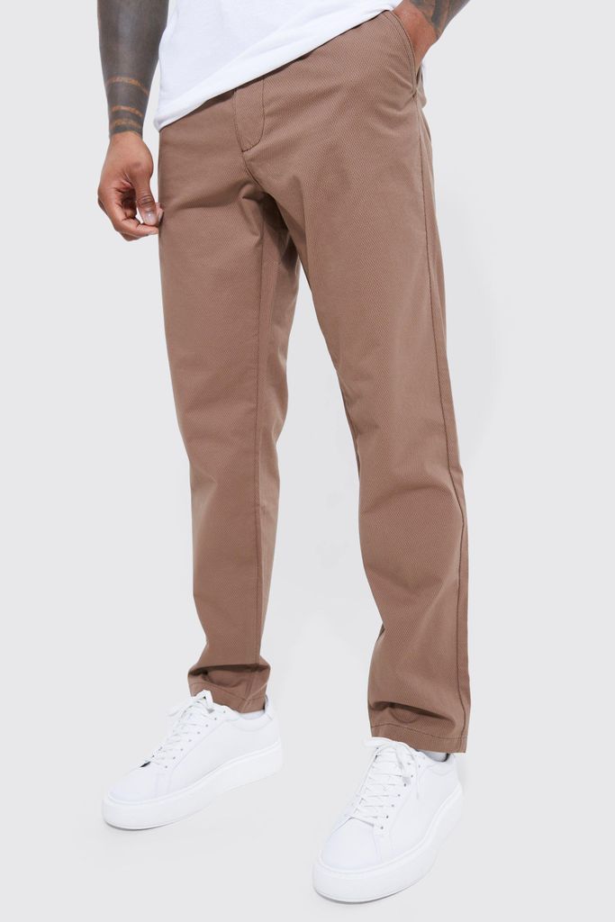 Men's Fixed Waist Slim Fit Textured Chino - Brown - 30, Brown
