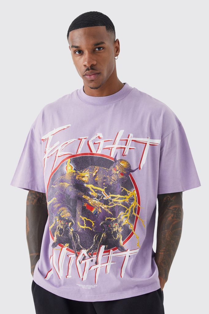 Men's Oversized Fright Club Graphic T-Shirt - Purple - L, Purple