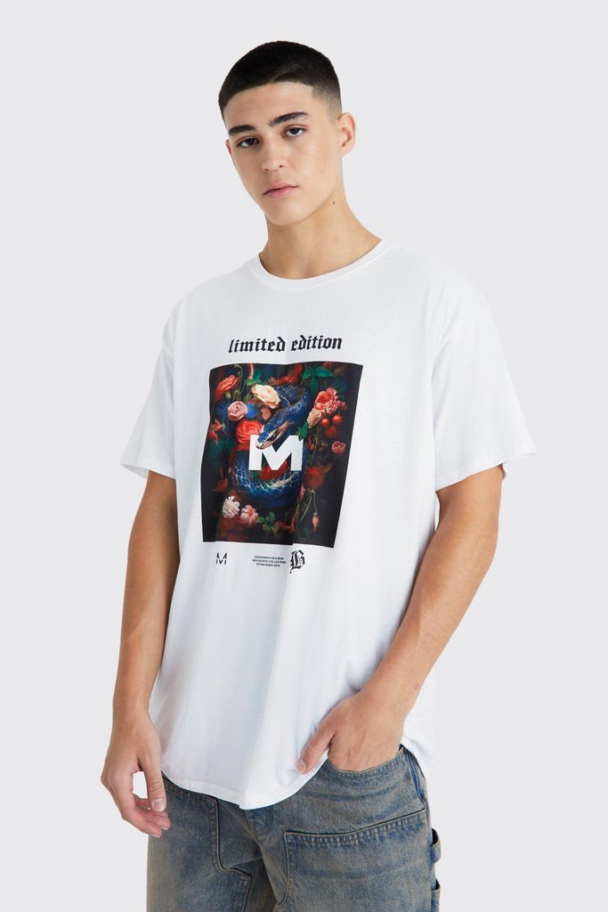 Men's Oversized Limited Edition Graphic T-Shirt - White - L, White