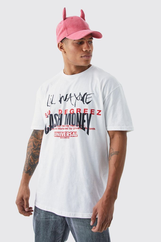 Men's Oversized Lil Wayne Overdye License T-Shirt - White - L, White