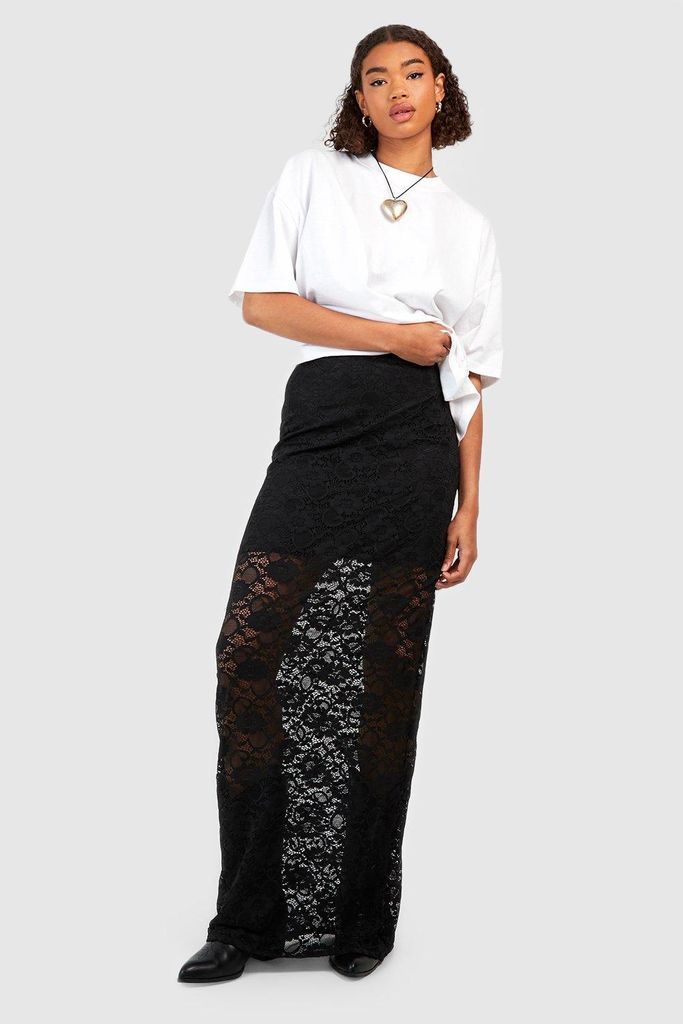 Womens Tall Lace Maxi Skirt - Black - 8, Black