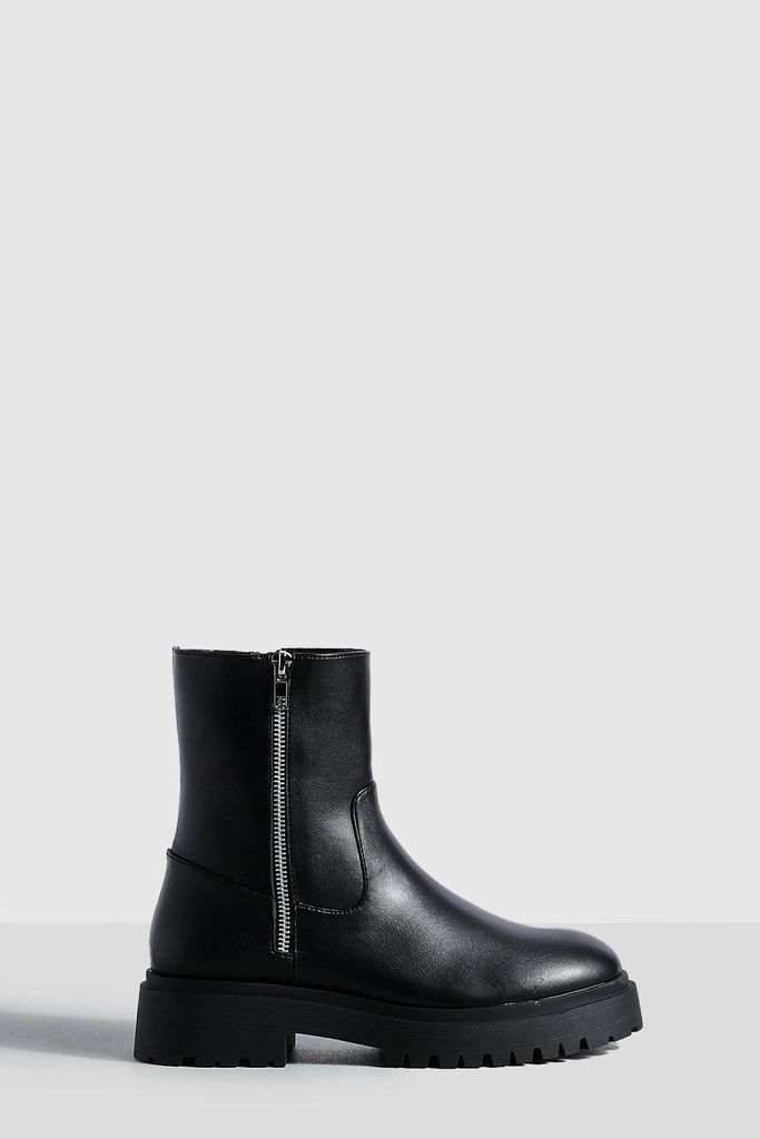 Womens Wide Fit Zip Detail Chelsea Boots - Black - 6, Black