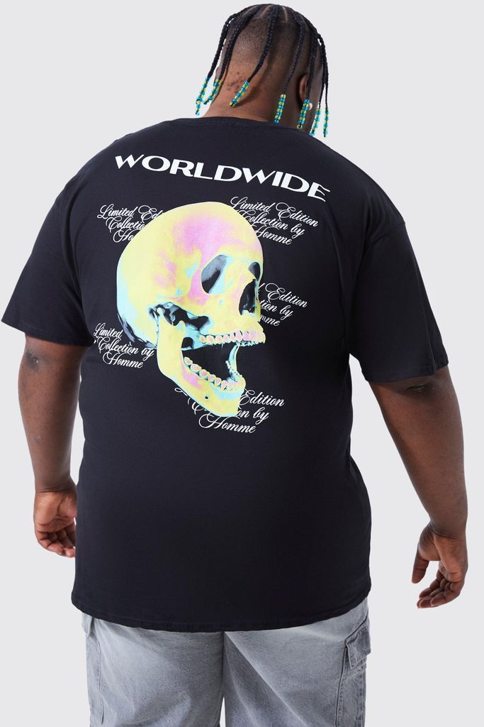 Men's Plus Worldwide Heat Sense Skull T-Shirt - Black - Xxl, Black