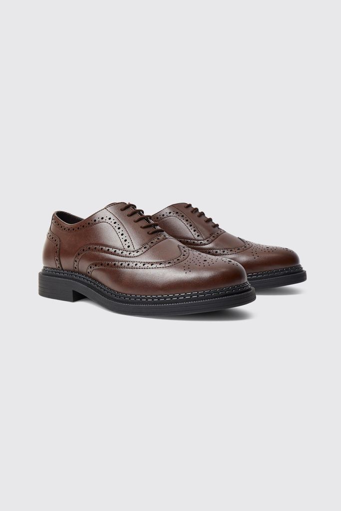 Men's Classic Faux Leather Brogue - Brown - 9, Brown