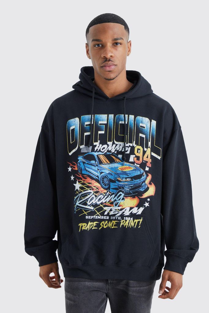 Men's Oversized Offcl Car Graphic Hoodie - Black - Xs, Black