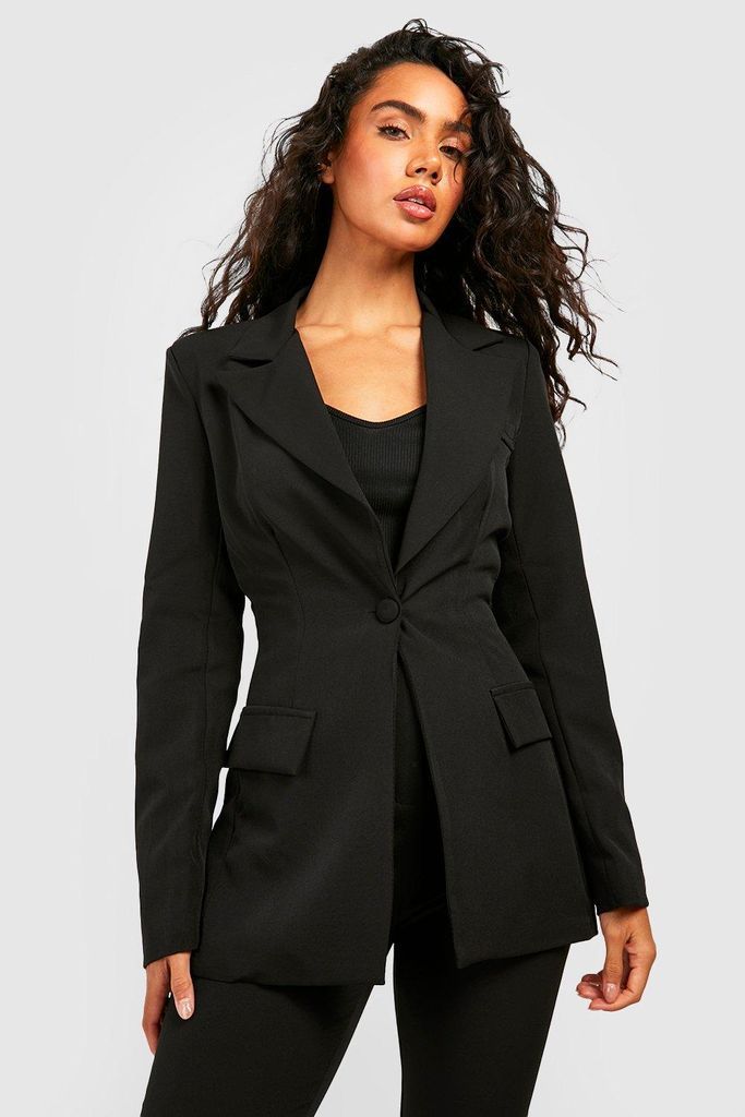 Womens Fitted Contour Tailored Blazer - Black - 14, Black