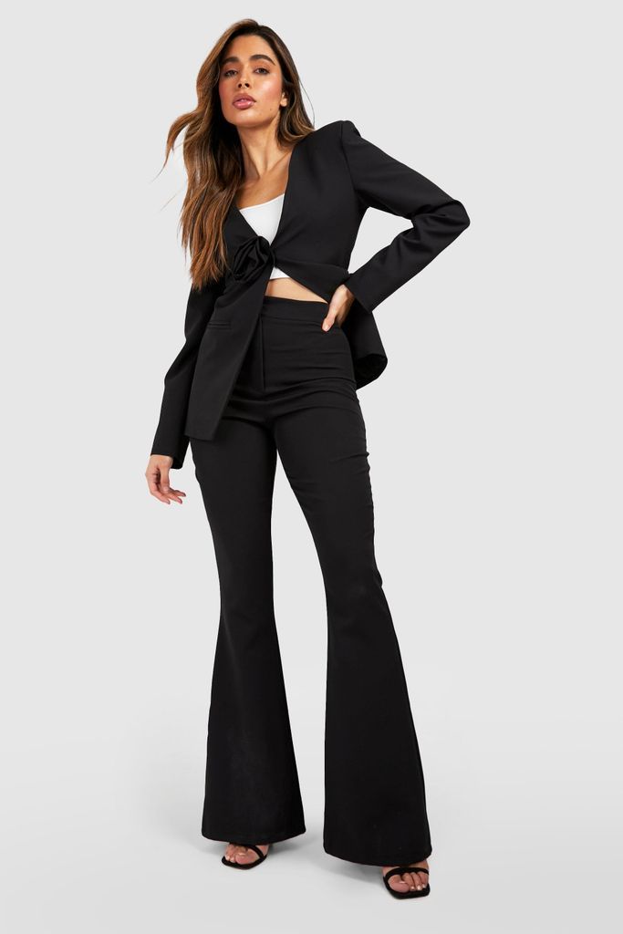 Womens Flared Tailored Trousers - Black - 14, Black