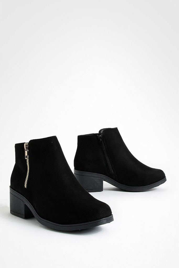 Womens Wide Fit Zip Side Chelsea Boots - Black - 7, Black