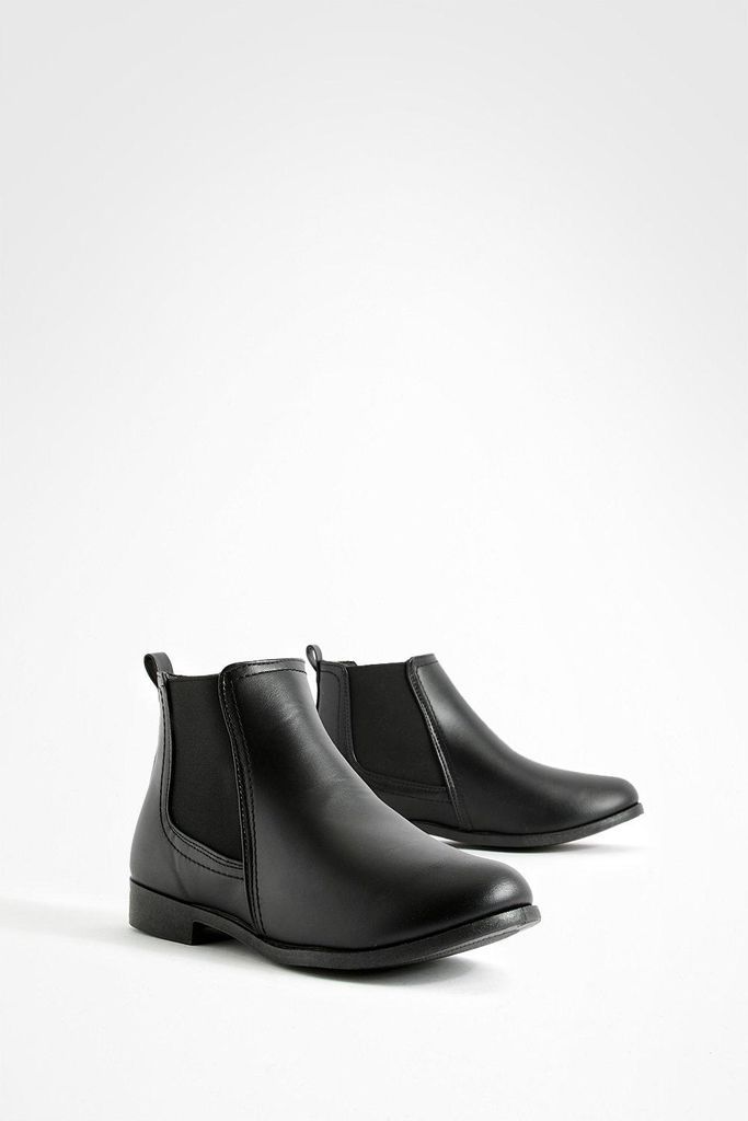 Womens Flat Chelsea Boots - Black - 6, Black