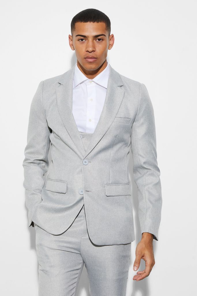 Men's Skinny Single Breast Mini Texture Suit Jacket - Grey - 38, Grey