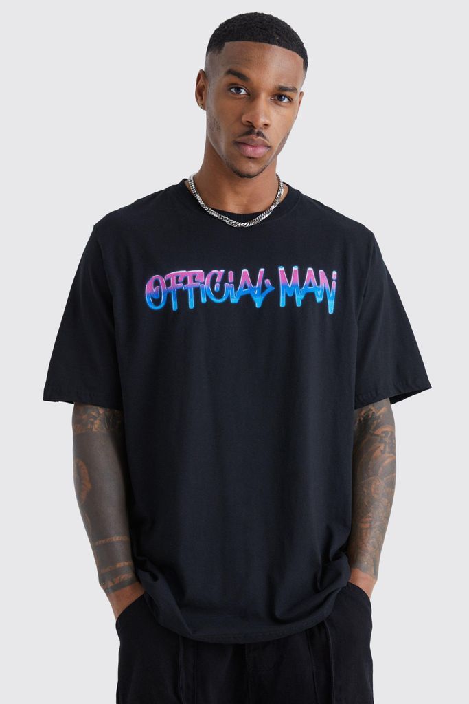 Men's Oversized Ombre Official Man Print T-Shirt - Black - M, Black