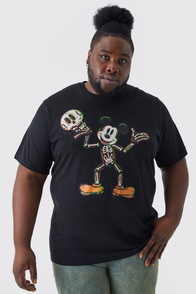 Men's Plus Mickey Skeleton License T-Shirt - Black - Xxl, Black