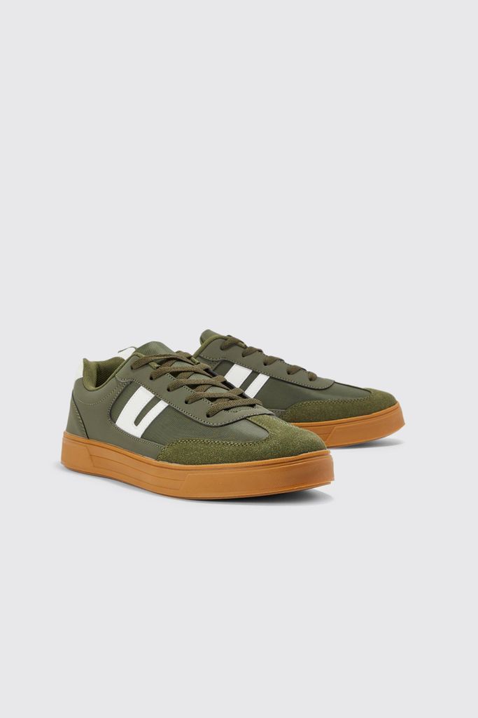 Men's Faux Suede Trainer - Green - 8, Green
