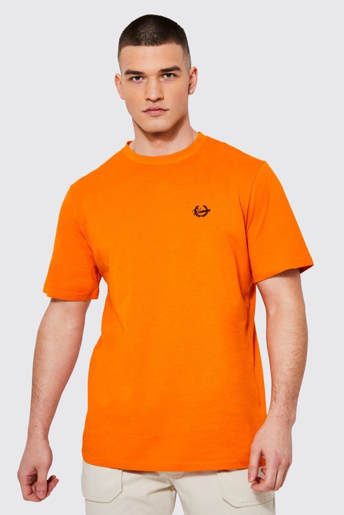 Men's Tall Regular Fit Homme Embroidered T-Shirt - Orange - L, Orange