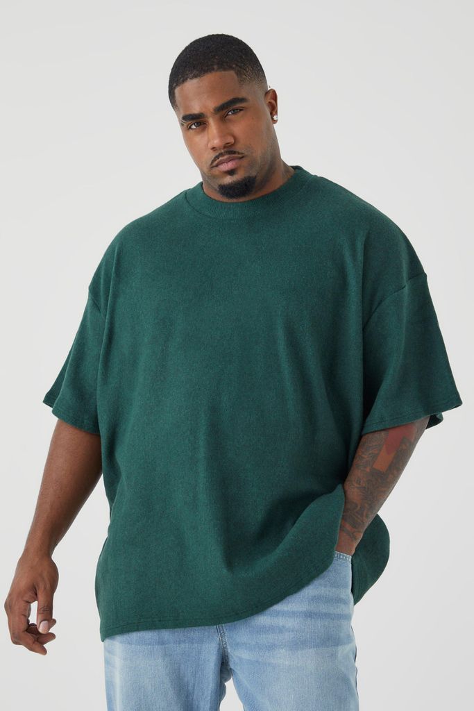 Men's Plus Brushed Ottoman Oversized Extended Neck T-Shirt - Green - Xxxxl, Green