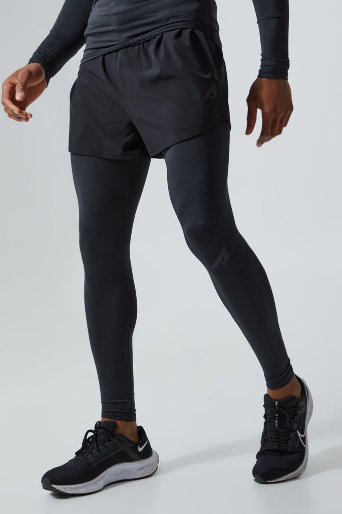 Men's Active Skinny Fit Seamless Runner Legging - Black - L, Black