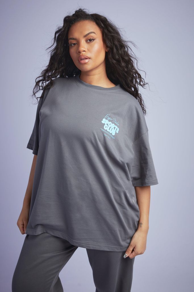 Womens Plus Dsgn Studio Sport Oversized T-Shirt - Grey - 16, Grey