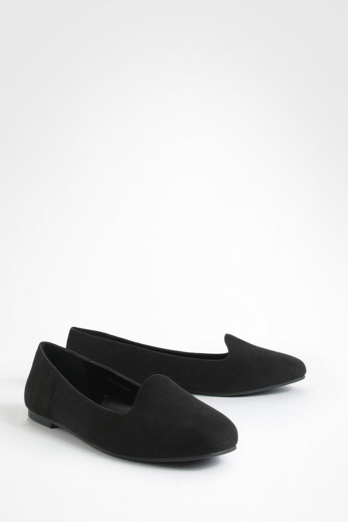 Womens Wide Fit Basic Slipper Ballet Flats - Black - 5, Black