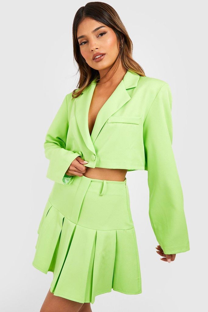 Womens Low Rise Pleated Mini Skirt - Green - 12, Green
