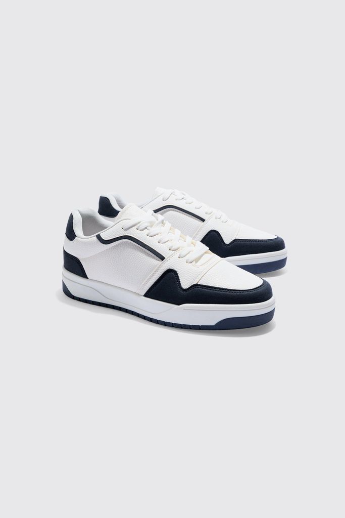 Men's Chunky Sole Contrast Trainers - White - 7, White