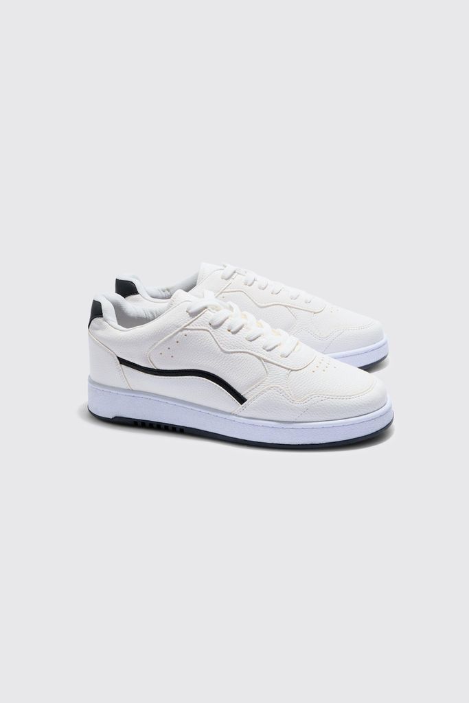 Men's Chunky Sole Detail Panel Trainers In White - 7, White
