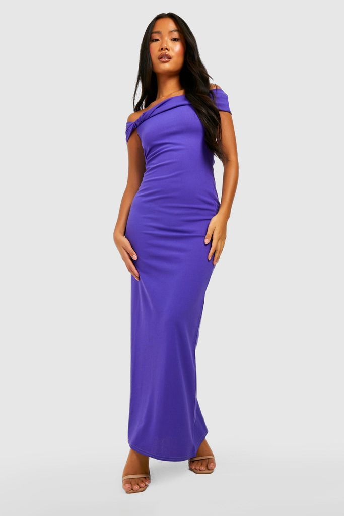 Womens Petite Twist Bardot Maxi Dress - Purple - 14, Purple