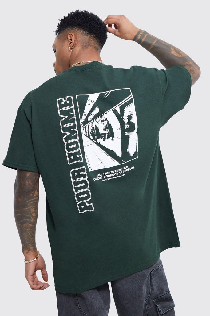 Men's Oversized Pour Homme Graphic T-Shirt - Green - M, Green