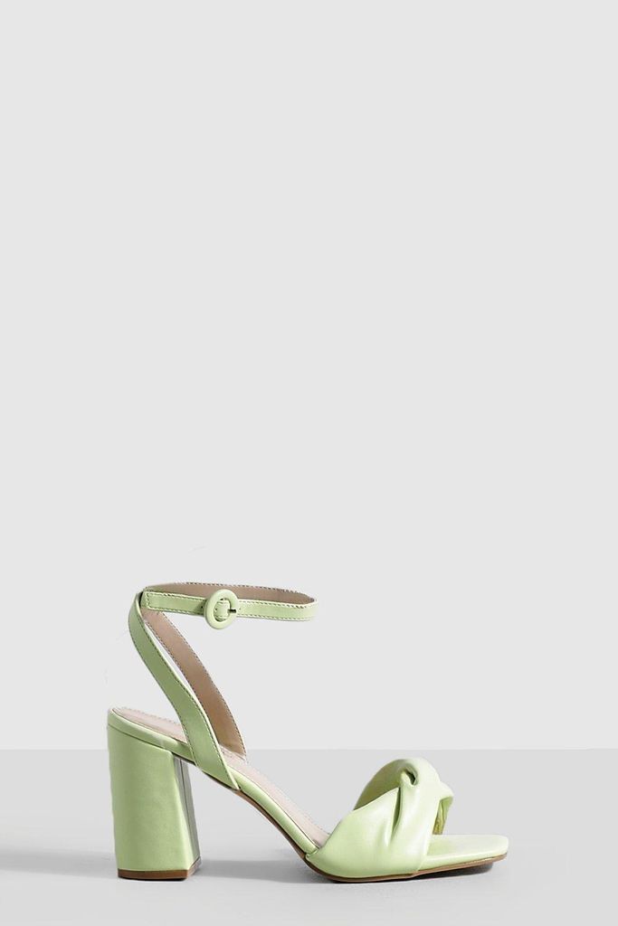 Womens Wide Fit Twist Detail Block Heels - Green - 6, Green