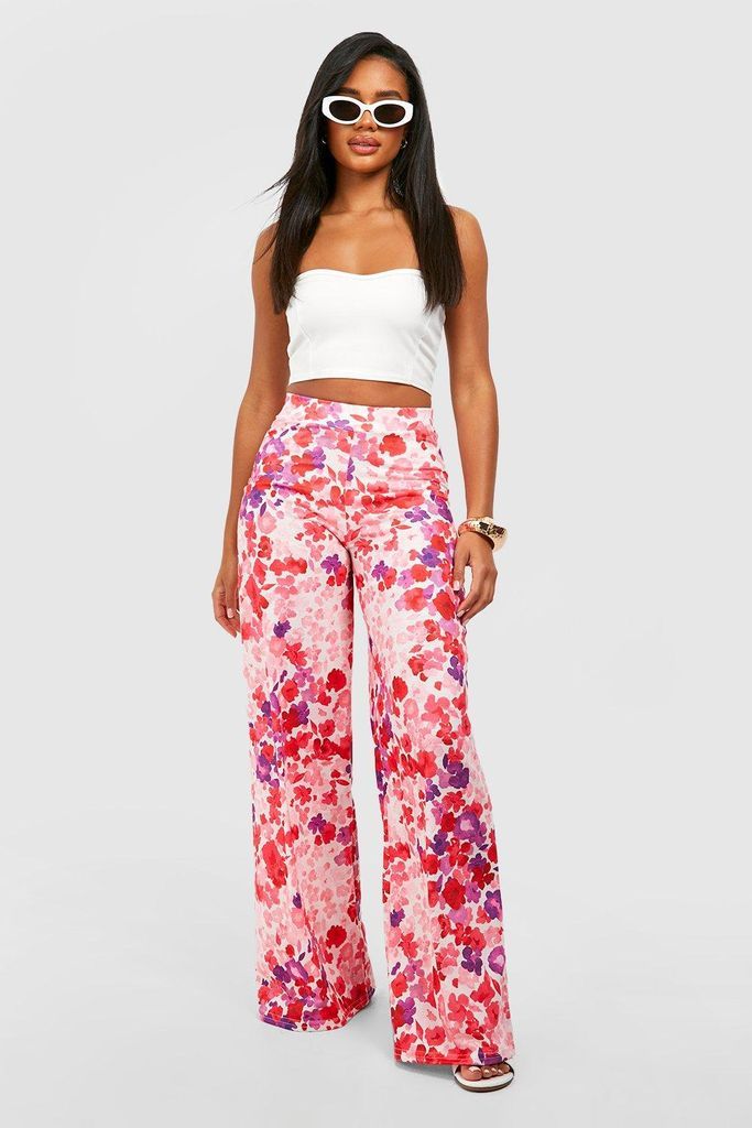 Womens Ditsy Print Wide Leg Trousers - Pink - 10, Pink