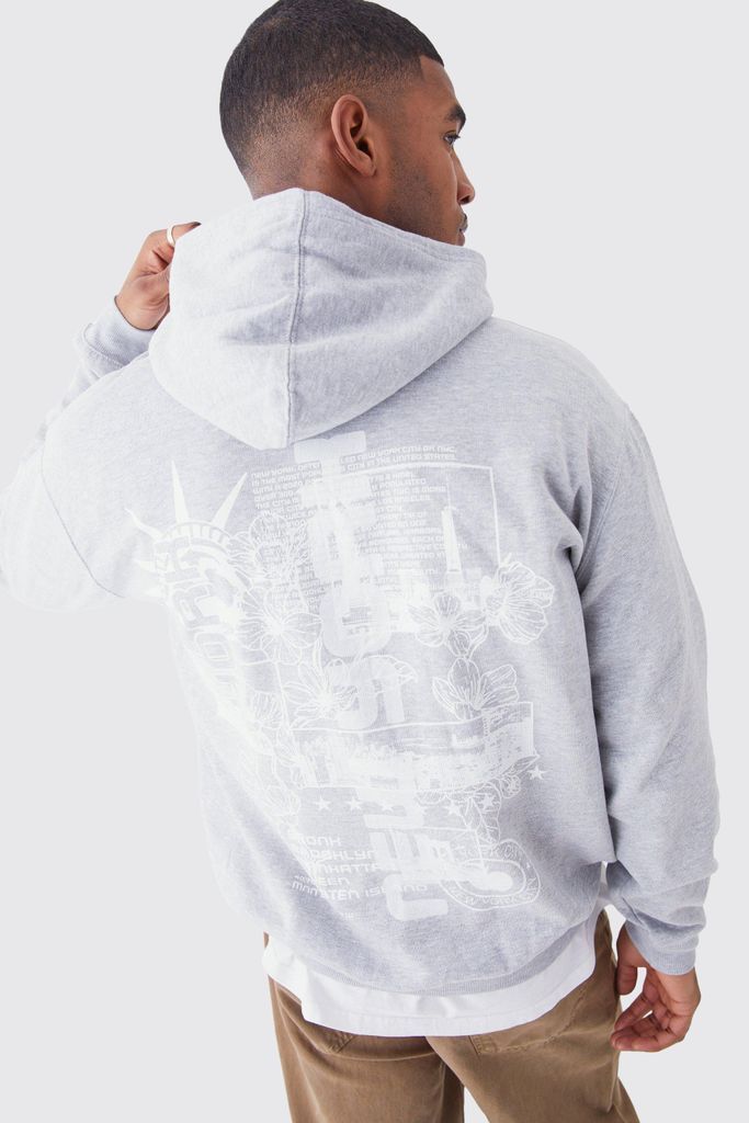 Men's Tall Oversized Stencil Graphic Hoodie - Grey - L, Grey